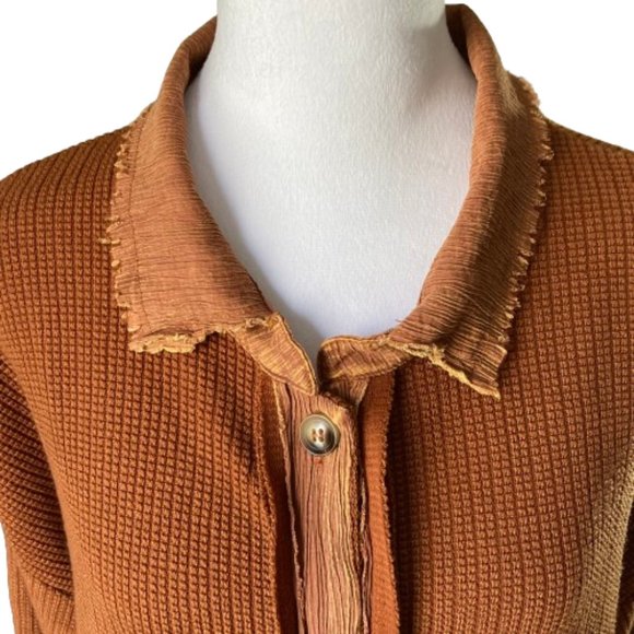 UMGEE Boho Waffle Weave Long Coat Frayed Edges Rust Oversize Fall, sz L-1X NOTE - Picture 6 of 14
